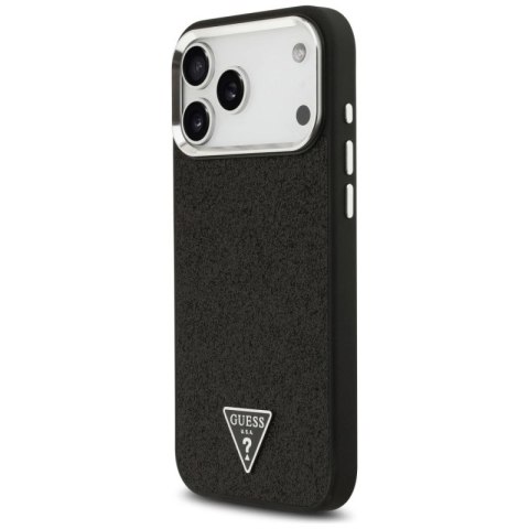 Etui Guess Glitter Triangle Logo MagSafe do iPhone 17 Pro Max - czarne Guess