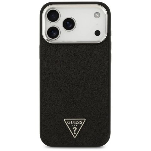 Etui Guess Glitter Triangle Logo MagSafe do iPhone 17 Pro Max - czarne Guess