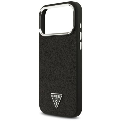 Etui Guess Glitter Triangle Logo MagSafe do iPhone 17 Pro Max - czarne Guess