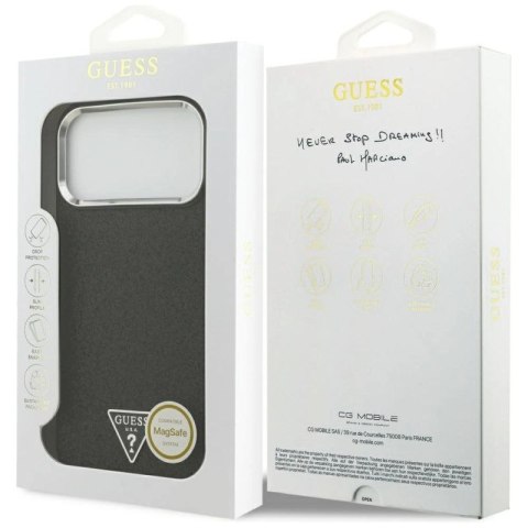 Etui Guess Glitter Triangle Logo MagSafe do iPhone 17 Pro Max - czarne Guess