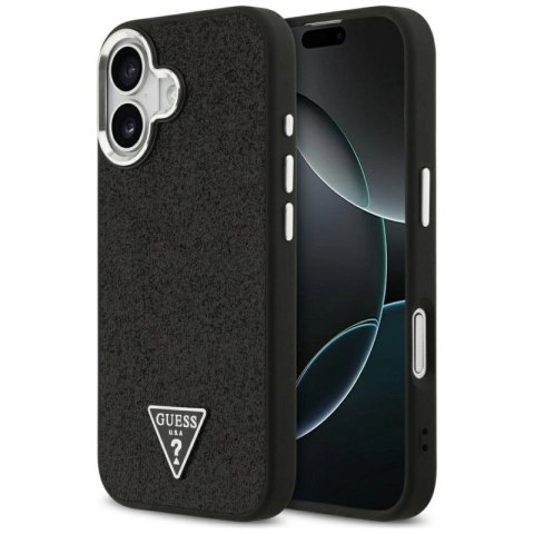 Etui Guess Glitter Triangle Logo MagSafe do iPhone 17 - czarne Guess