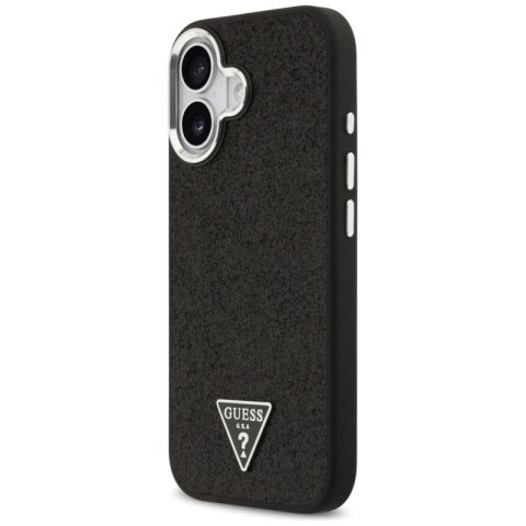 Etui Guess Glitter Triangle Logo MagSafe do iPhone 17 - czarne Guess