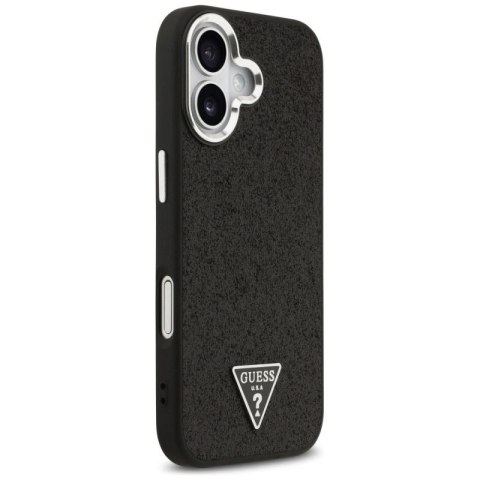 Etui Guess Glitter Triangle Logo MagSafe do iPhone 17 - czarne Guess