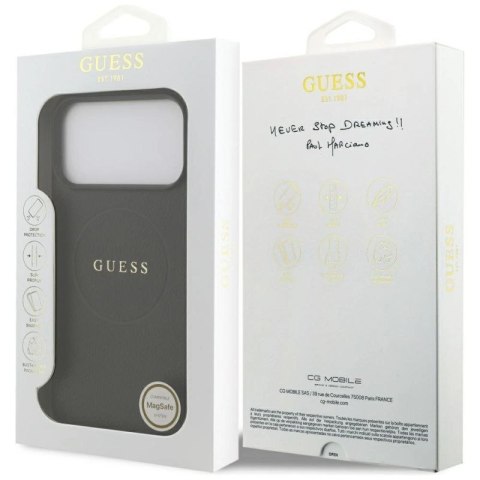 Etui Guess Grained Ring MagSafe do iPhone 17 Pro Max - czarne Guess