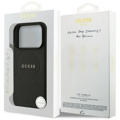 Etui Guess Grained Ring MagSafe do iPhone 17 Pro - czarne Guess