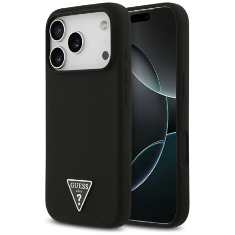 Etui Guess Silicone Triangle Logo MagSafe do iPhone 17 Pro Max - czarne Guess