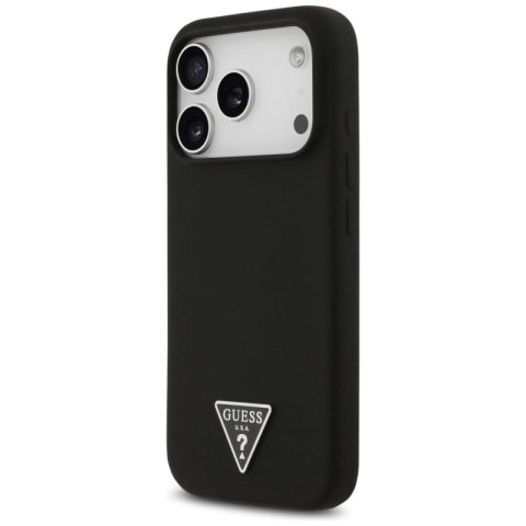 Etui Guess Silicone Triangle Logo MagSafe do iPhone 17 Pro Max - czarne Guess