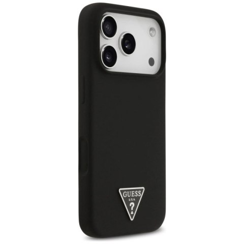 Etui Guess Silicone Triangle Logo MagSafe do iPhone 17 Pro - czarne Guess
