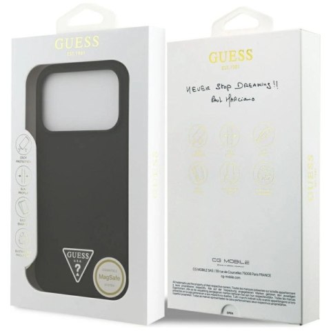 Etui Guess Silicone Triangle Logo MagSafe do iPhone 17 Pro - czarne Guess