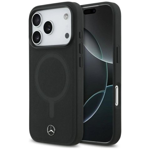 Etui Mercedes Plain Smooth Leather MagSafe do iPhone 17 Pro - czarne Mercedes