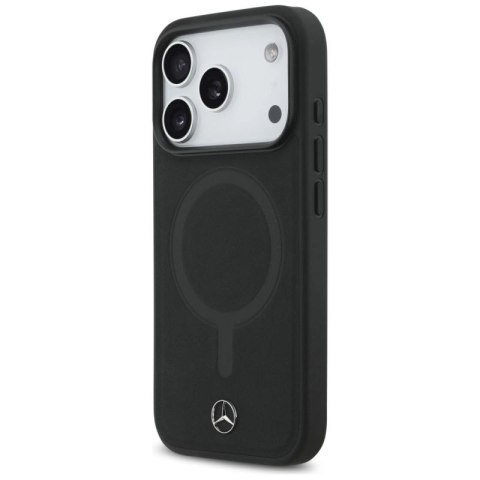 Etui Mercedes Plain Smooth Leather MagSafe do iPhone 17 Pro - czarne Mercedes