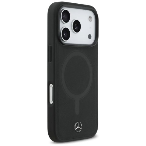 Etui Mercedes Plain Smooth Leather MagSafe do iPhone 17 Pro - czarne Mercedes