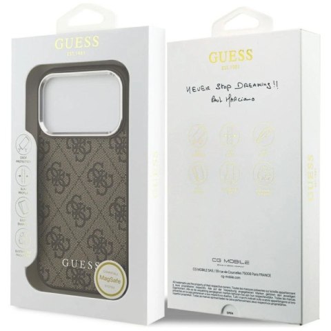 Etui Guess 4G Classic Logo MagSafe na iPhone 17 Pro Max - brązowe Guess