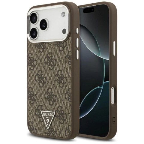 Etui Guess 4G Triangle Logo MagSafe na iPhone 17 Pro Max - brązowe Guess