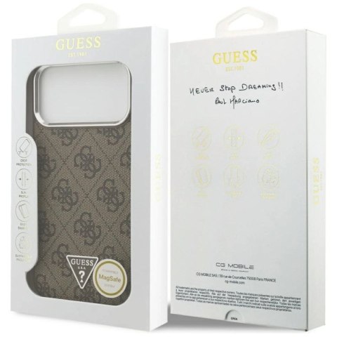 Etui Guess 4G Triangle Logo MagSafe na iPhone 17 Pro Max - brązowe Guess