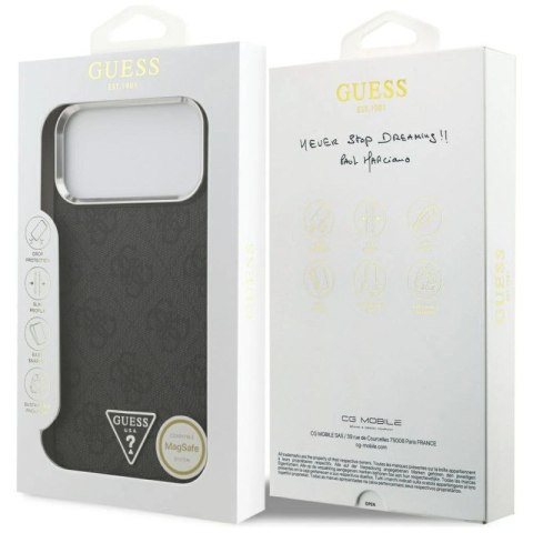 Etui Guess 4G Triangle Logo MagSafe na iPhone 17 Pro Max - czarne Guess