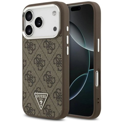 Etui Guess 4G Triangle Logo MagSafe na iPhone 17 Pro - brązowe Guess