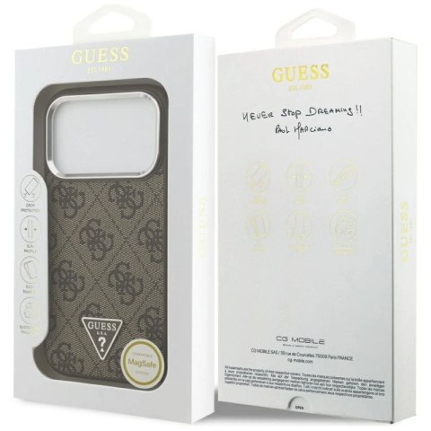 Etui Guess 4G Triangle Logo MagSafe na iPhone 17 Pro - brązowe Guess