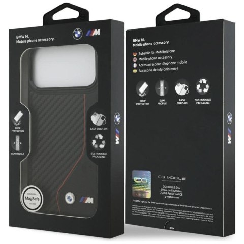 Etui BMW M Carbon Line & Logo MagSafe na iPhone 17 Pro Max - czerwone BMW