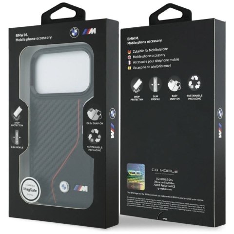 Etui BMW M Carbon Line & Logo MagSafe na iPhone 17 Pro - czerwone BMW