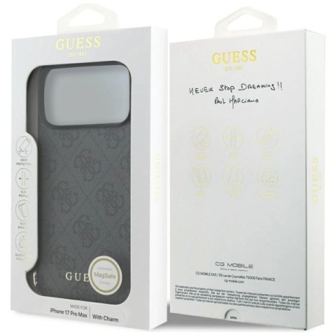 Etui Guess 4G Charms Collection MagSafe na iPhone 17 Pro Max - czarne Guess
