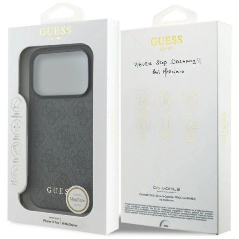 Etui Guess 4G Charms Collection MagSafe na iPhone 17 Pro - czarne Guess