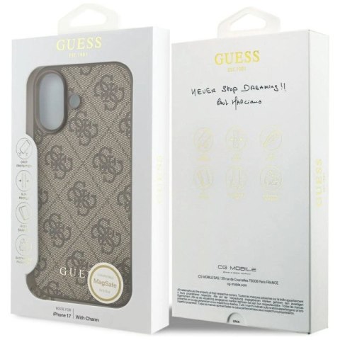 Etui Guess 4G Charms Collection MagSafe na iPhone 17 - brązowe Guess
