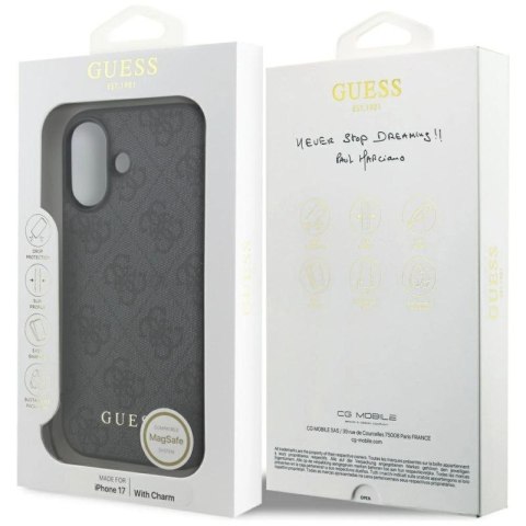 Etui Guess 4G Charms Collection MagSafe na iPhone 17 - czarne Guess