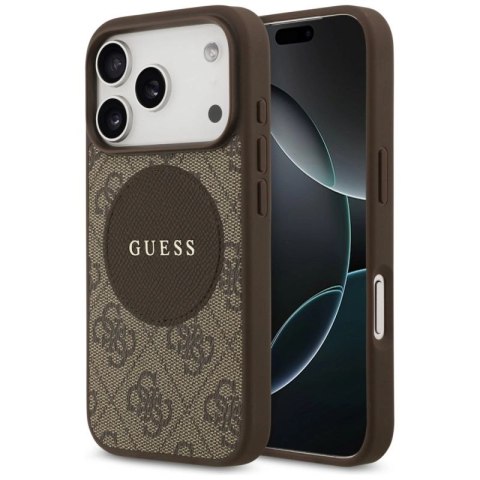 Etui Guess 4G Circle Classic Logo MagSafe na iPhone 17 Pro - brązowe Guess