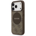 Etui Guess 4G Circle Classic Logo MagSafe na iPhone 17 Pro - brązowe Guess