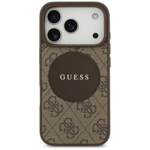 Etui Guess 4G Circle Classic Logo MagSafe na iPhone 17 Pro - brązowe Guess