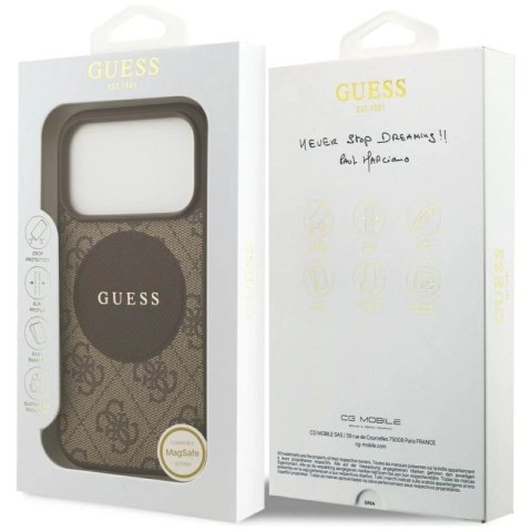 Etui Guess 4G Circle Classic Logo MagSafe na iPhone 17 Pro - brązowe Guess