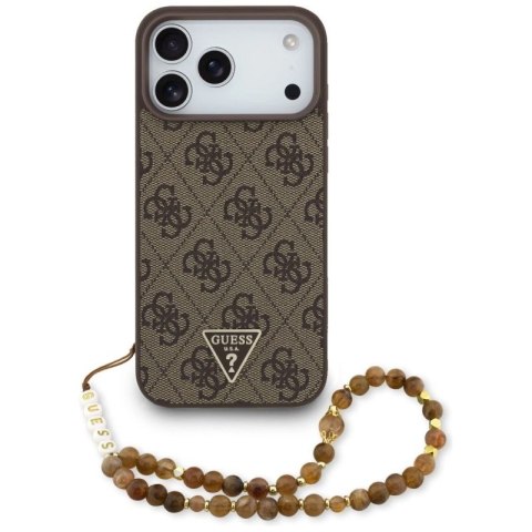 Etui Guess 4G Strap Triangle Logo MagSafe na iPhone 17 Pro Max - brązowe Guess
