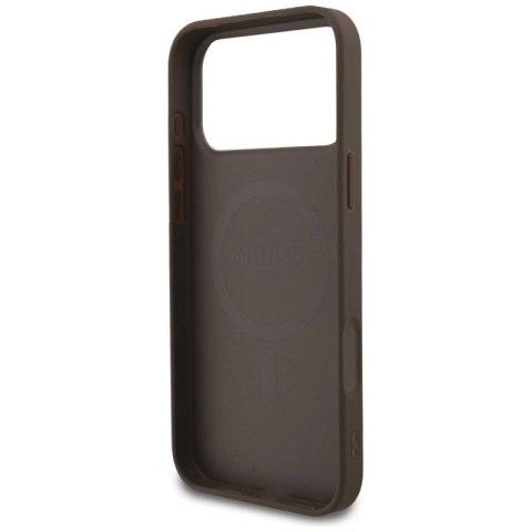Etui Guess 4G Strap Triangle Logo MagSafe na iPhone 17 Pro Max - brązowe Guess