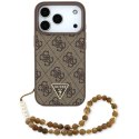 Etui Guess 4G Strap Triangle Logo MagSafe na iPhone 17 Pro - brązowe Guess