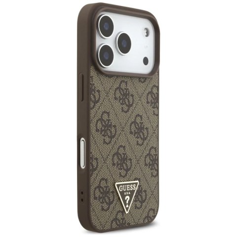Etui Guess 4G Strap Triangle Logo MagSafe na iPhone 17 Pro - brązowe Guess