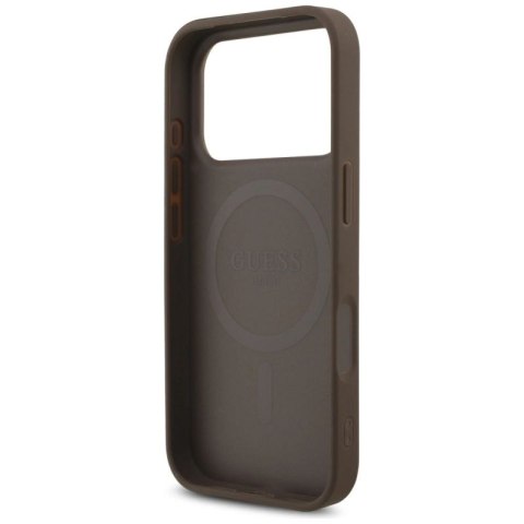 Etui Guess 4G Strap Triangle Logo MagSafe na iPhone 17 Pro - brązowe Guess