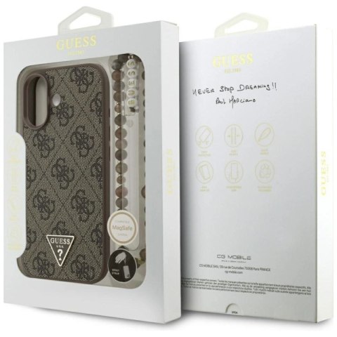 Etui Guess 4G Strap Triangle Logo MagSafe na iPhone 17 - brązowe Guess