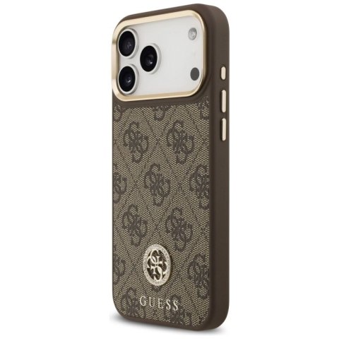 Etui Guess 4G Strass Logo MagSafe na iPhone 17 Pro Max - brązowe Guess