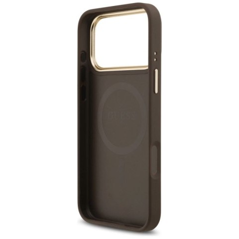 Etui Guess 4G Strass Logo MagSafe na iPhone 17 Pro Max - brązowe Guess