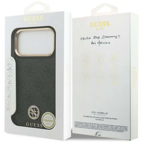 Etui Guess 4G Strass Logo MagSafe na iPhone 17 Pro Max - czarne Guess