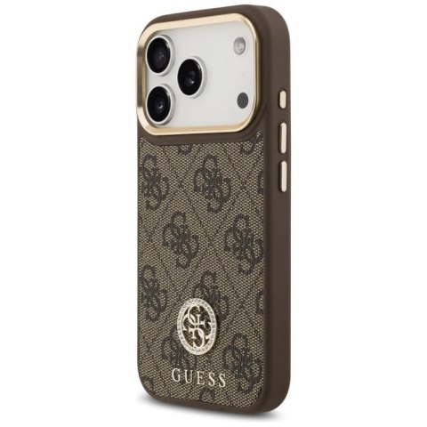 Etui Guess 4G Strass Logo MagSafe na iPhone 17 Pro - brązowe Guess