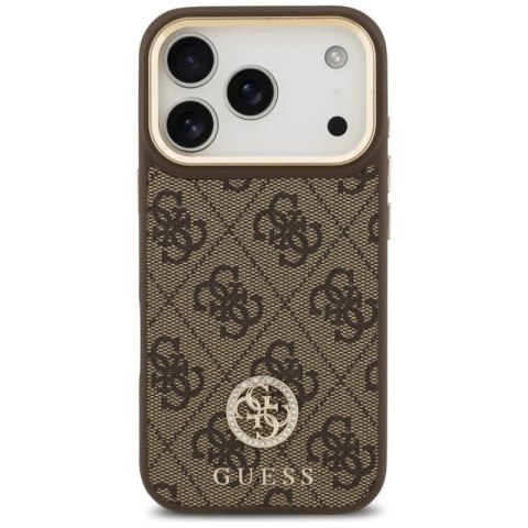 Etui Guess 4G Strass Logo MagSafe na iPhone 17 Pro - brązowe Guess