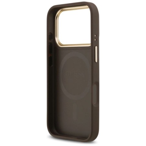 Etui Guess 4G Strass Logo MagSafe na iPhone 17 Pro - brązowe Guess