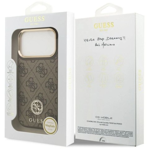Etui Guess 4G Strass Logo MagSafe na iPhone 17 Pro - brązowe Guess