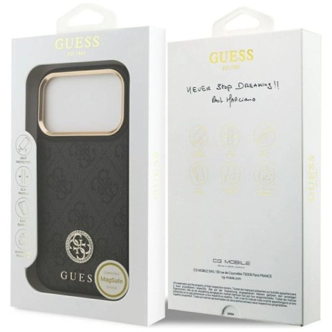 Etui Guess 4G Strass Logo MagSafe na iPhone 17 Pro - czarne Guess