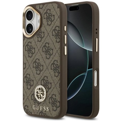 Etui Guess 4G Strass Logo MagSafe na iPhone 17 - brązowe Guess