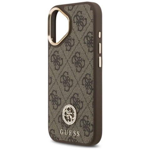 Etui Guess 4G Strass Logo MagSafe na iPhone 17 - brązowe Guess