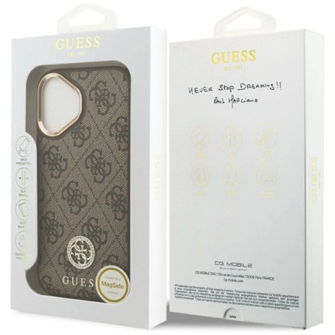 Etui Guess 4G Strass Logo MagSafe na iPhone 17 - brązowe Guess