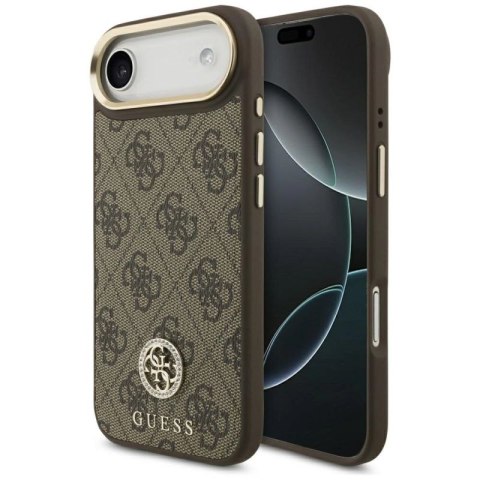 Etui Guess 4G Strass Logo MagSafe na iPhone Air - brązowe Guess